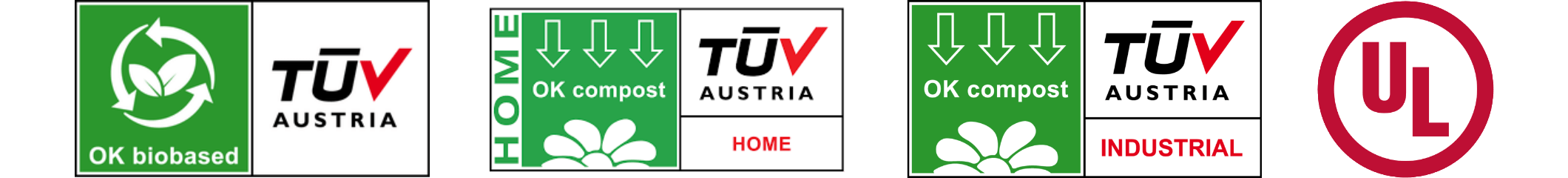 TUV Austria OK biobased (4 stars)/TUV Austria OK compost Home & Industrial/UL Validated: 99% recovery rate of available fibers